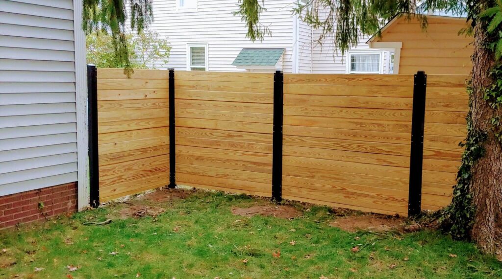 Horizontal With Black Steel Posts